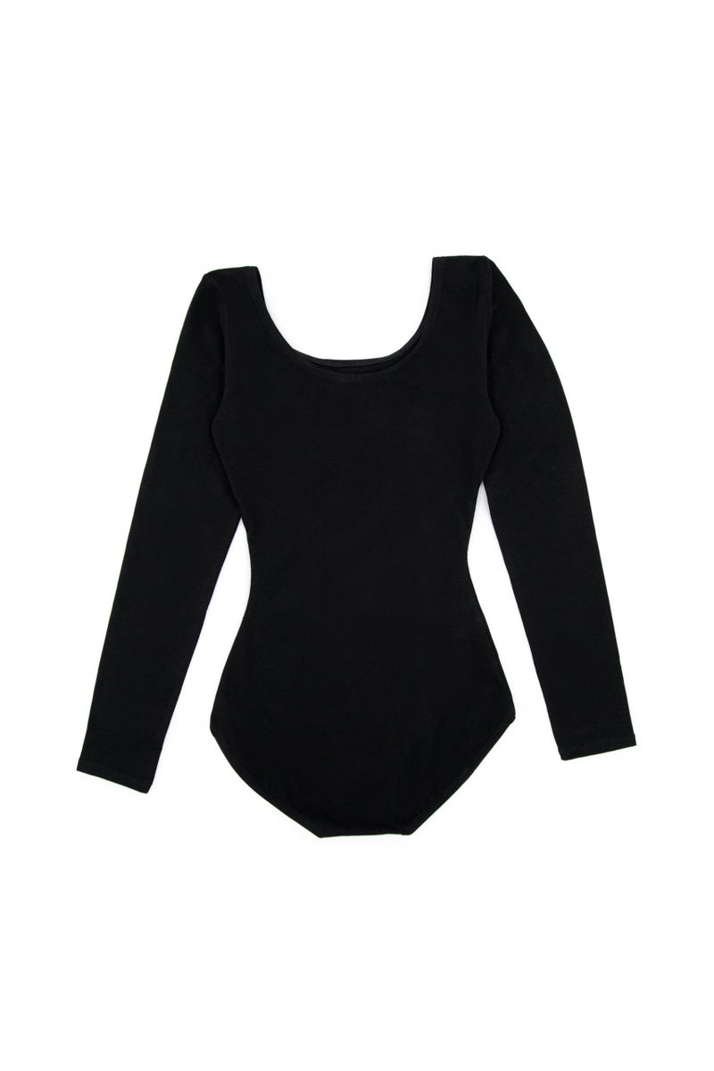 Capezio ليوتارد كابيزيو النسائي القطني الكلاسيكي بأكمام طويلة، أسود، كبير - Image 1